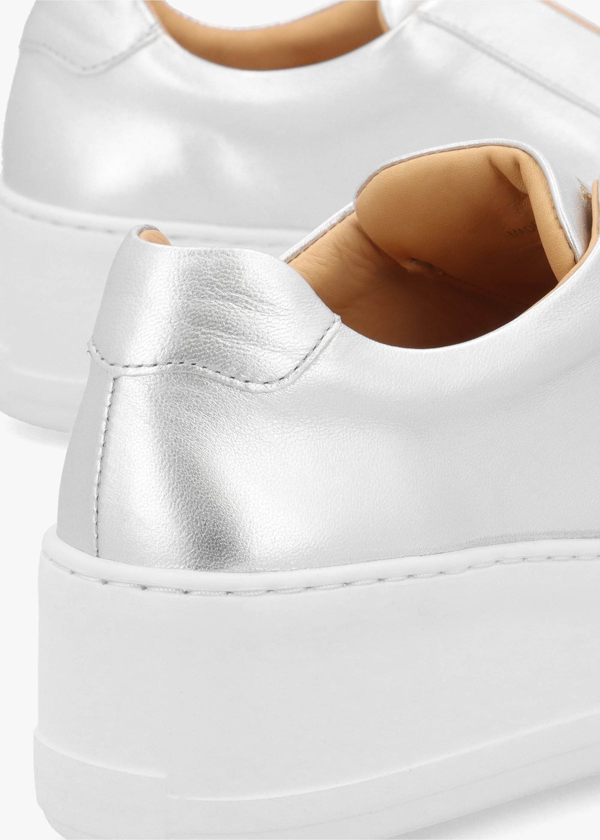 Park Up Laceless Silver Leather Flatform Trainers