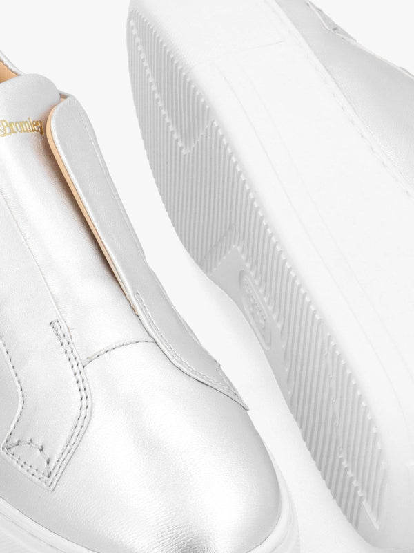 Park Up Laceless Silver Leather Flatform Trainers