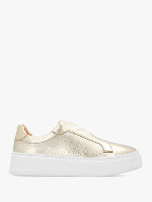Park Mid Flatform Laceless Gold Leather Trainers