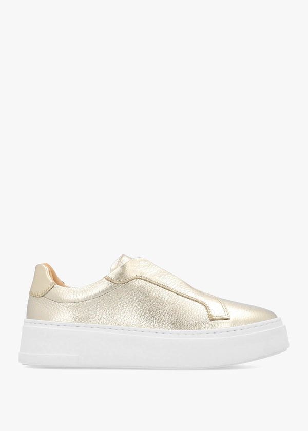 Park Mid Flatform Laceless Gold Leather Trainers