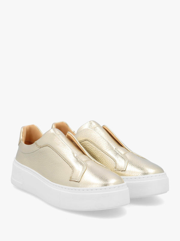 Park Mid Flatform Laceless Gold Leather Trainers