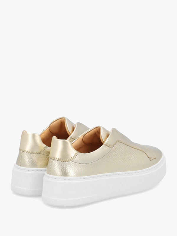 Park Mid Flatform Laceless Gold Leather Trainers