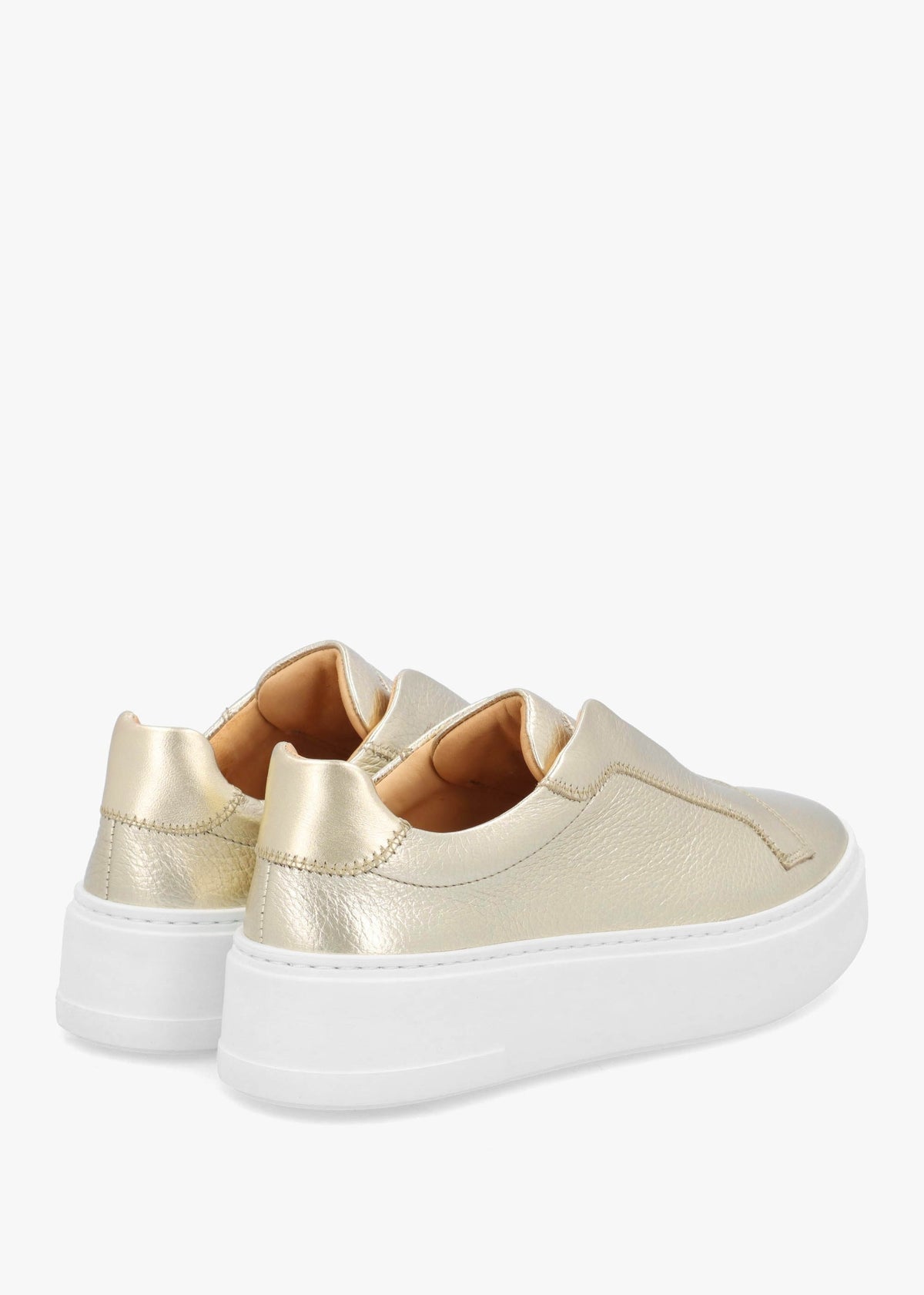 Park Mid Flatform Laceless Gold Leather Trainers