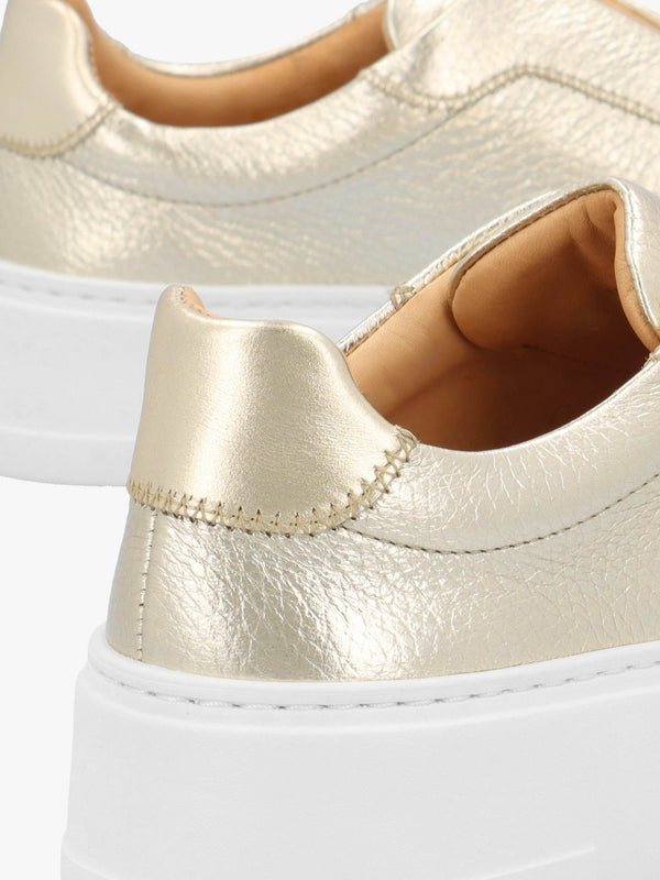 Park Mid Flatform Laceless Gold Leather Trainers