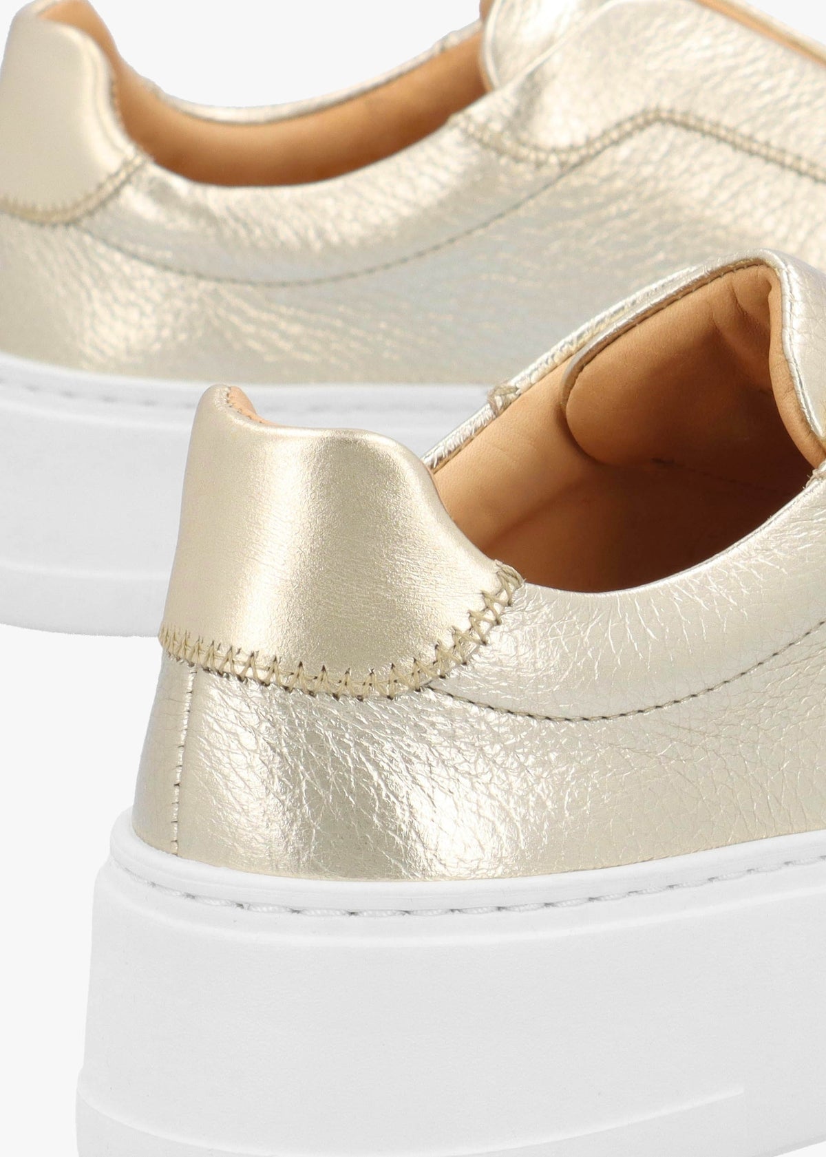 Park Mid Flatform Laceless Gold Leather Trainers