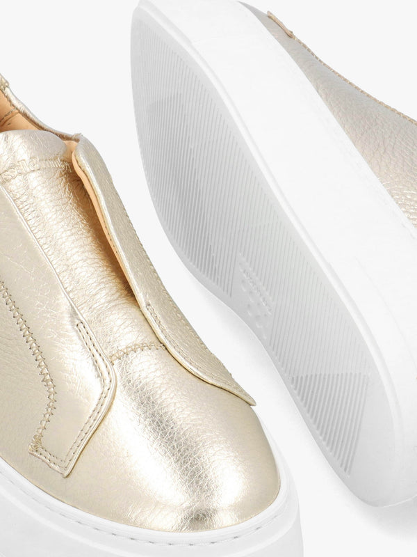 Park Mid Flatform Laceless Gold Leather Trainers