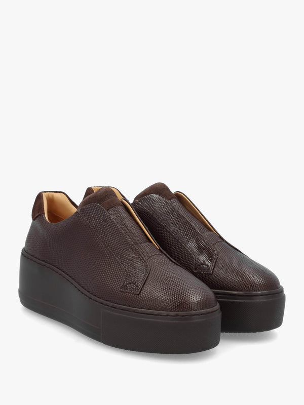 Park Up Laceless Bown Leather Flatform Trainers