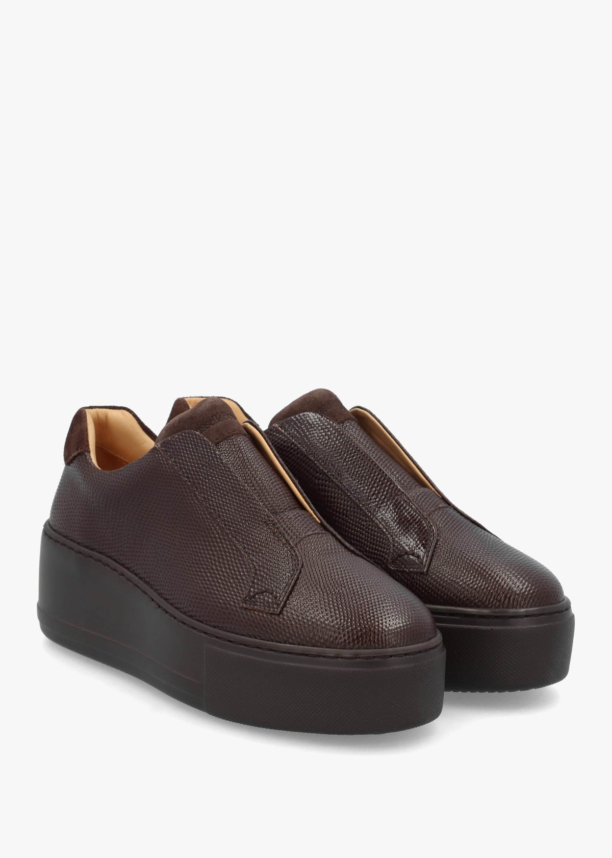 Park Up Laceless Bown Leather Flatform Trainers