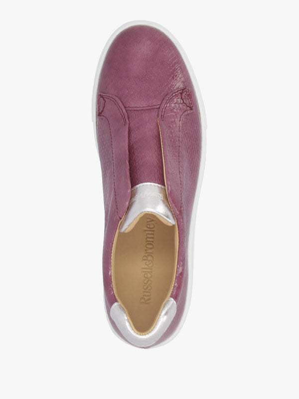 Park Up Laceless Burgundy Reptile Patent Leather Flatform Trainers