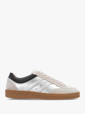 Roller Silver Leather Lace Up Trainers