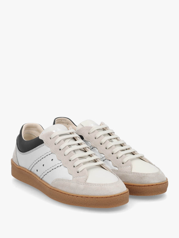 Roller Silver Leather Lace Up Trainers