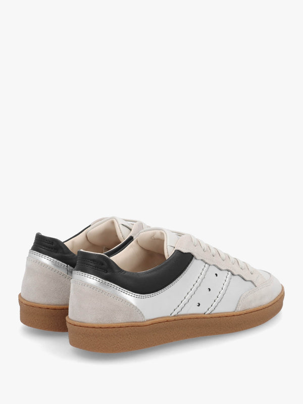 Roller Silver Leather Lace Up Trainers
