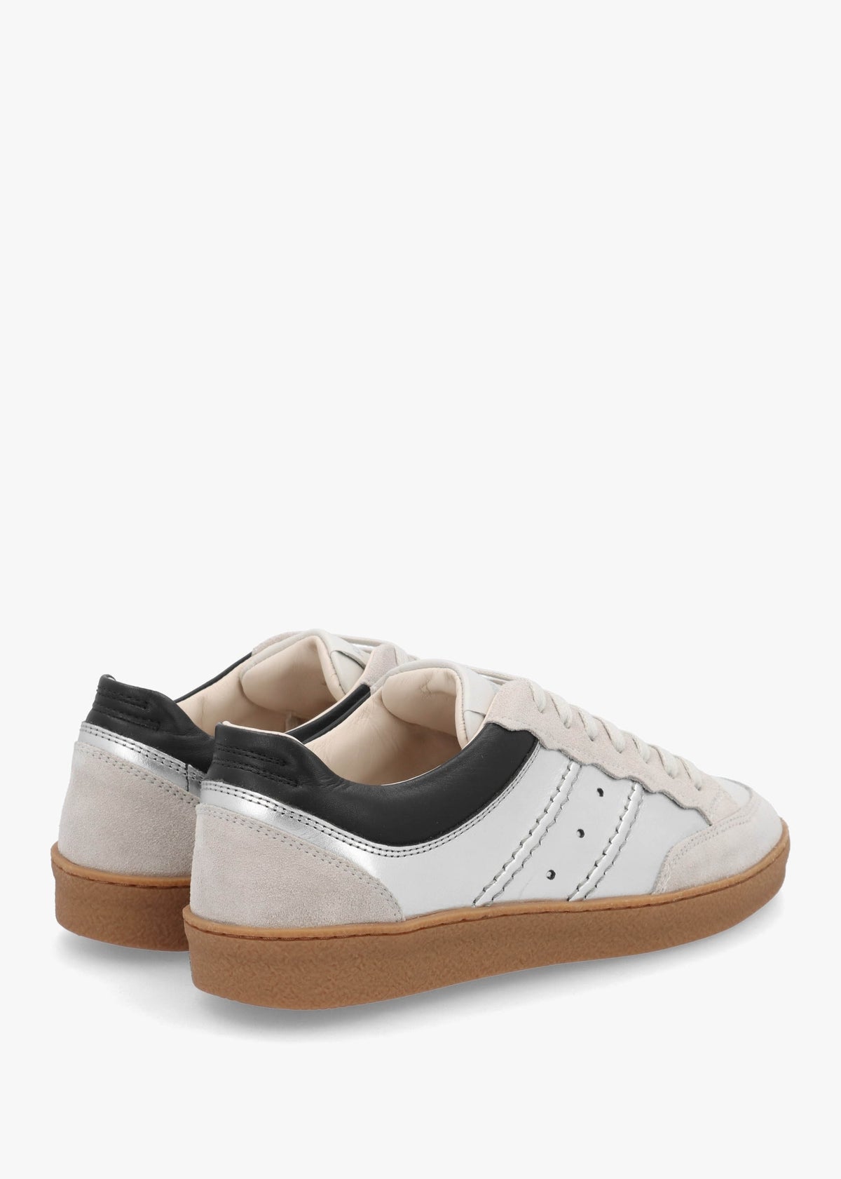 Roller Silver Leather Lace Up Trainers