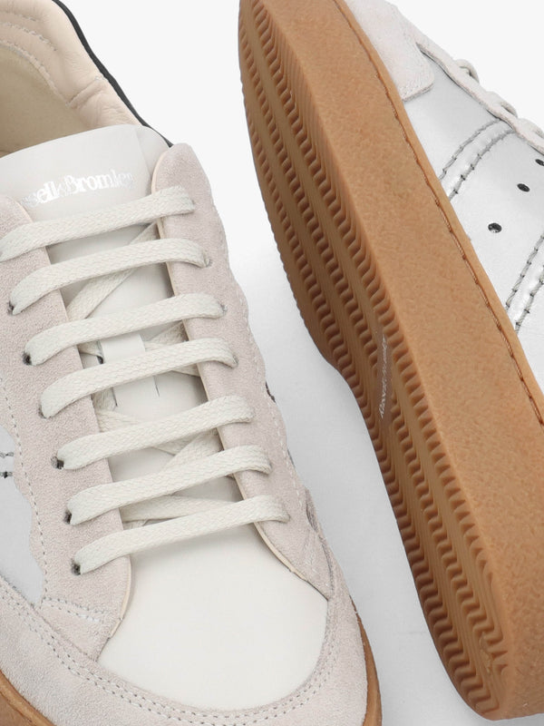 Roller Silver Leather Lace Up Trainers