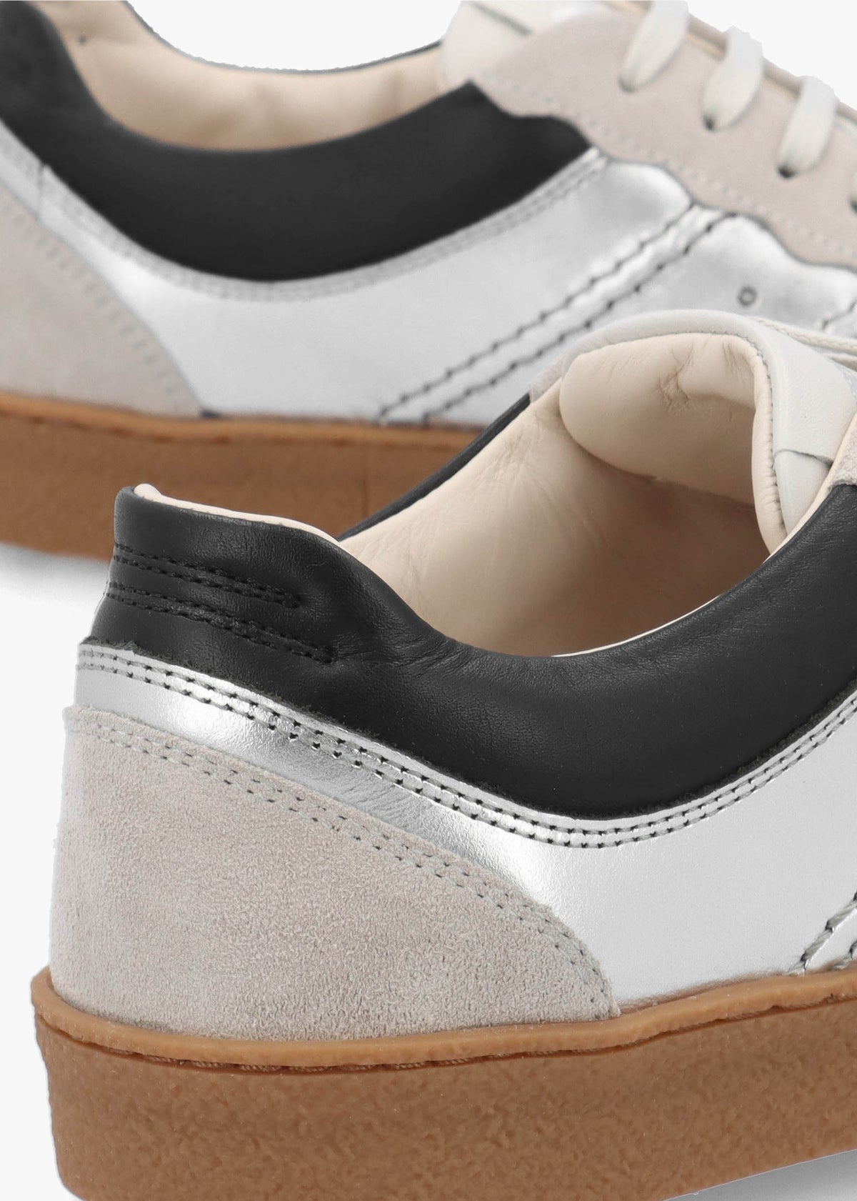 Roller Silver Leather Lace Up Trainers
