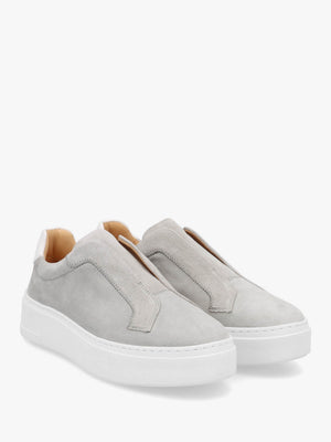Park Mid Flatform Laceless Grey Suede Trainers