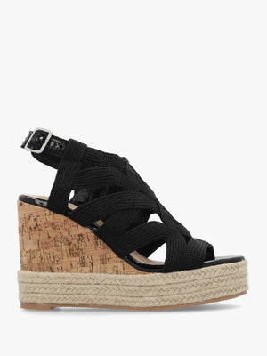 Yope Black Rope High Wedge Espadrille Sandals