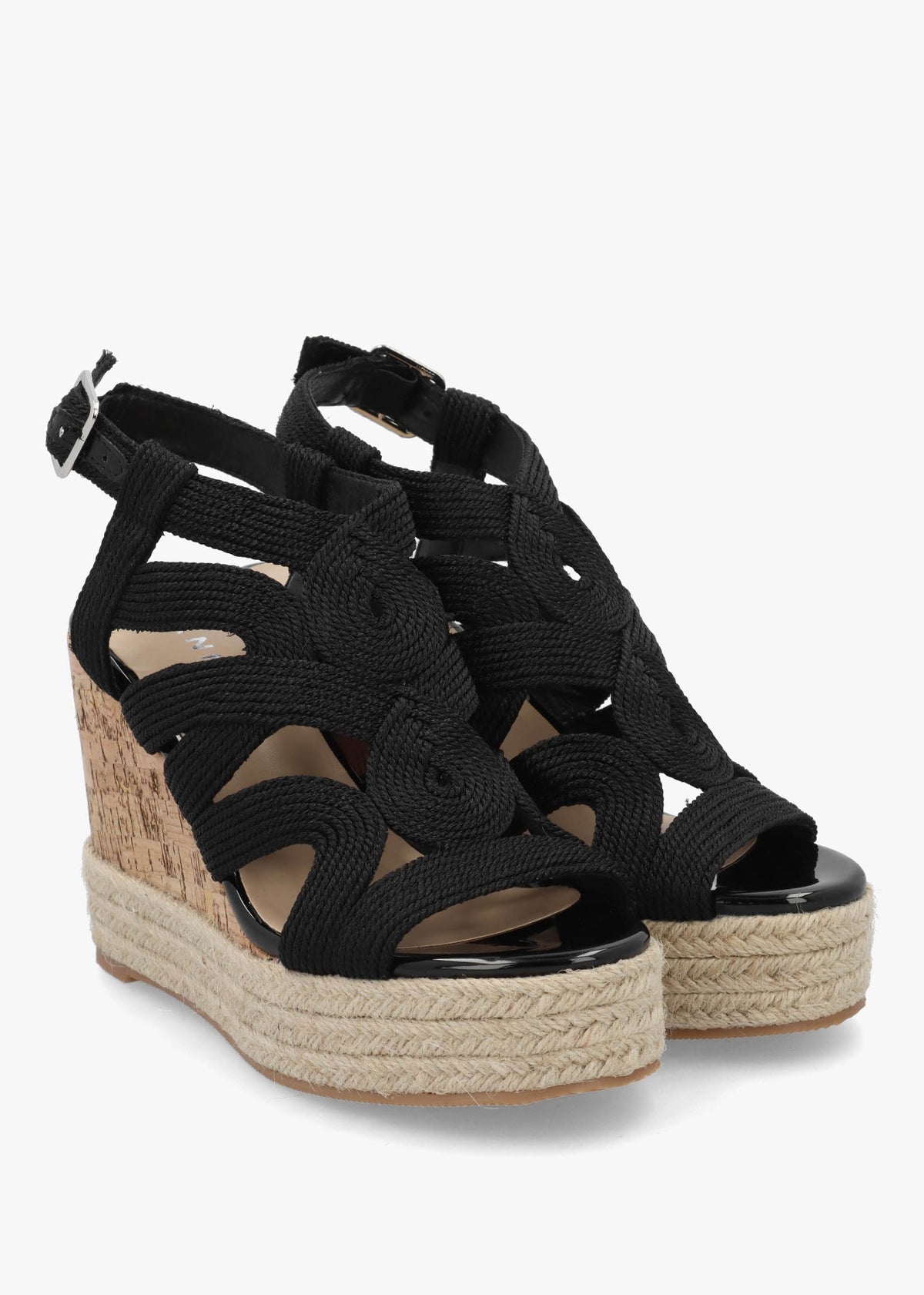 Yope Black Rope High Wedge Espadrille Sandals