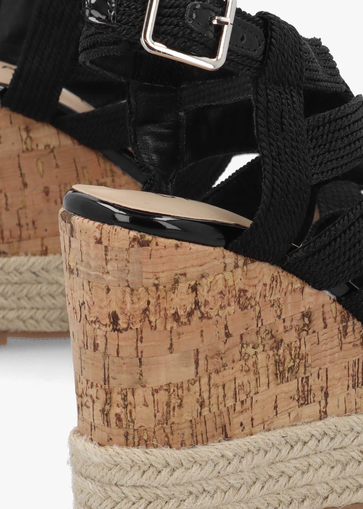 Yope Black Rope High Wedge Espadrille Sandals