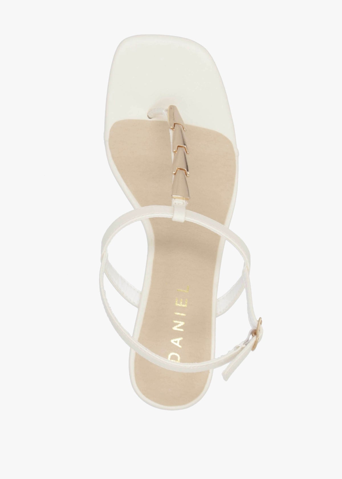 Yoko Cream Gold Trim Toe Post Mid Wedge Sandals