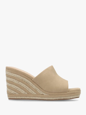 Yana Beige Striped Wedge Espadrilles