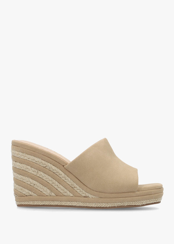 Yana Beige Striped Wedge Espadrilles