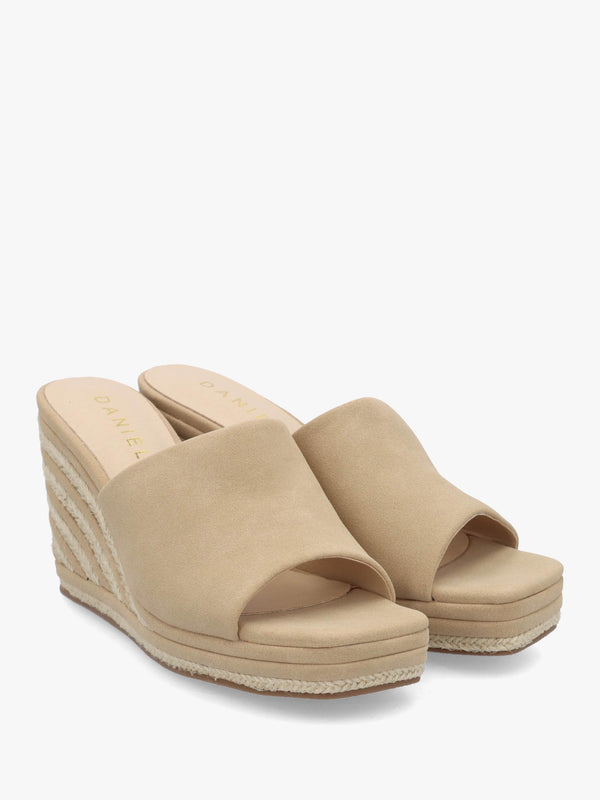 Yana Beige Striped Wedge Espadrilles