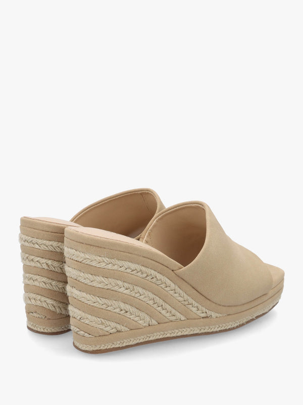Yana Beige Striped Wedge Espadrilles