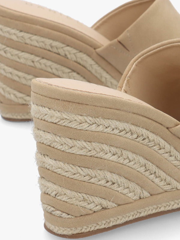 Yana Beige Striped Wedge Espadrilles