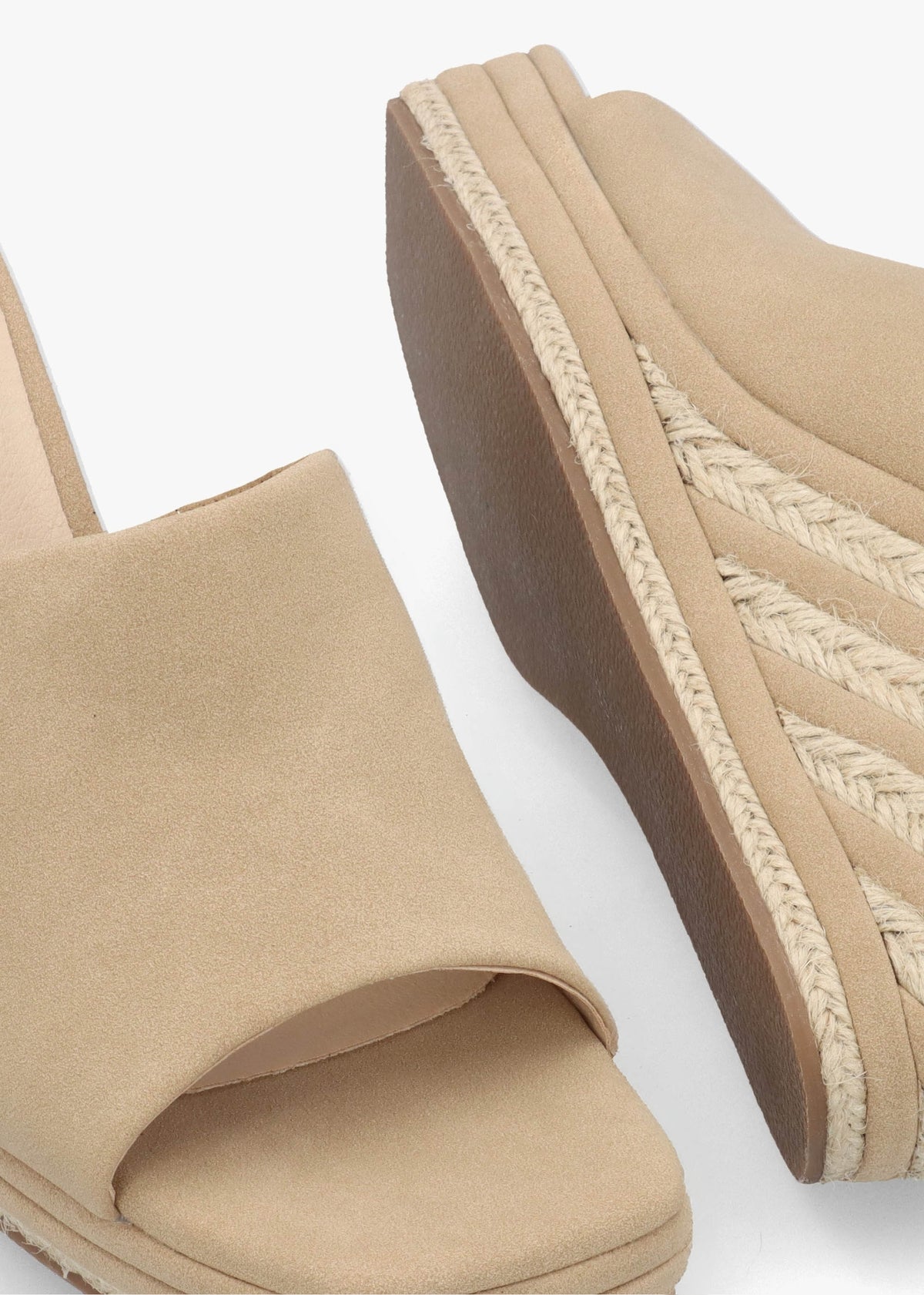 Yana Beige Striped Wedge Espadrilles