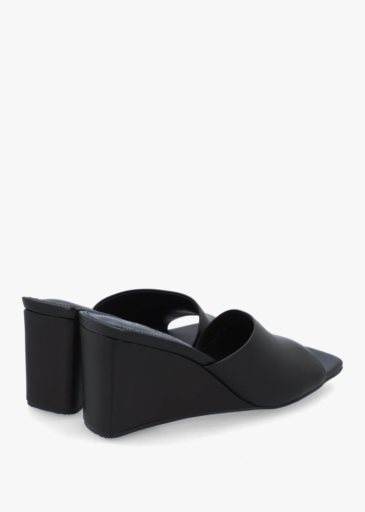 Sayne Black Leather Wedge Mules