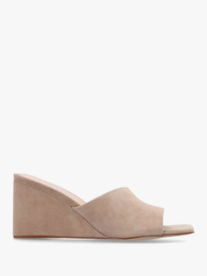 Sayne Beige Suede Wedge Mules