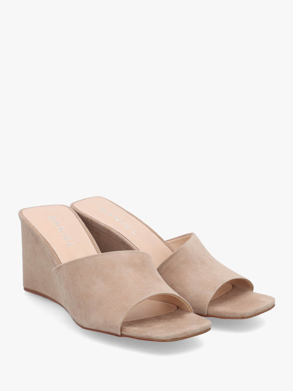 Sayne Beige Suede Wedge Mules