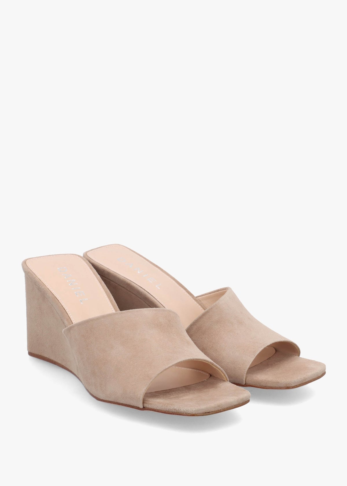 Sayne Beige Suede Wedge Mules