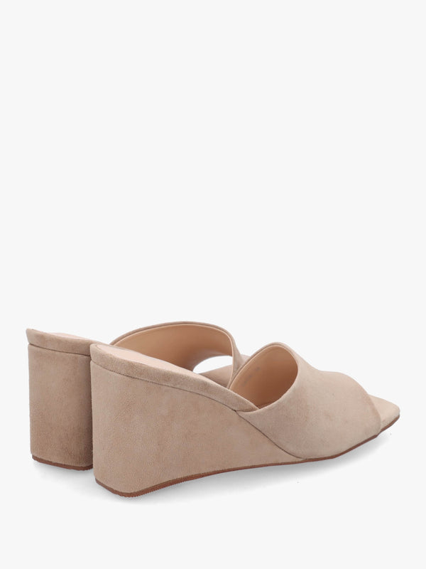 Sayne Beige Suede Wedge Mules