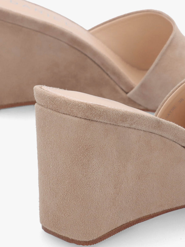Sayne Beige Suede Wedge Mules