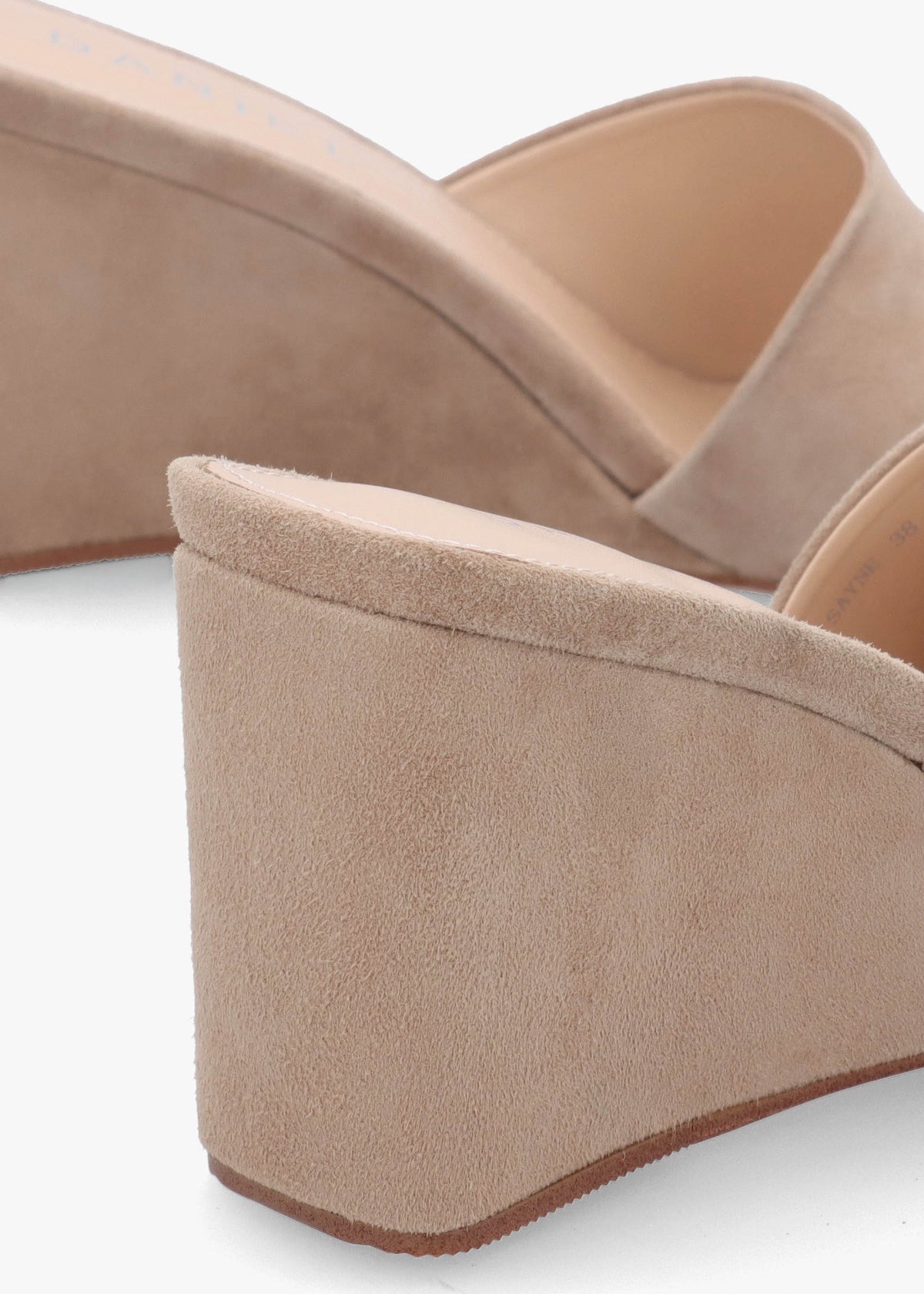 Sayne Beige Suede Wedge Mules
