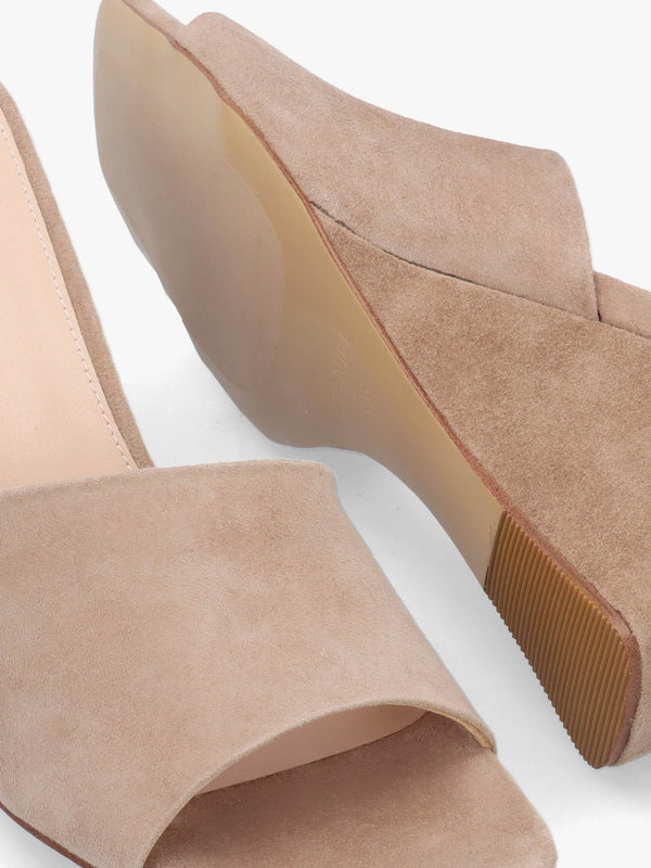 Sayne Beige Suede Wedge Mules