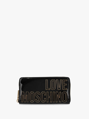 Enameled Logo Nero Zip Around Purse