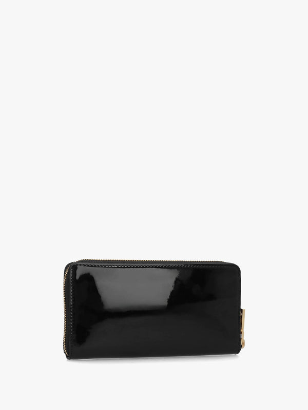 Enameled Logo Nero Zip Around Purse