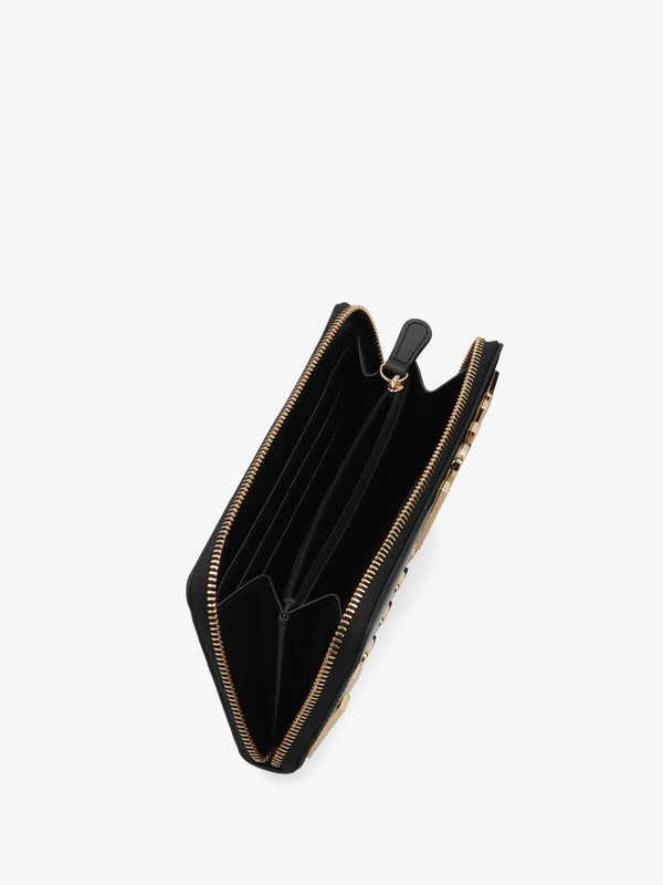 Enameled Logo Nero Zip Around Purse