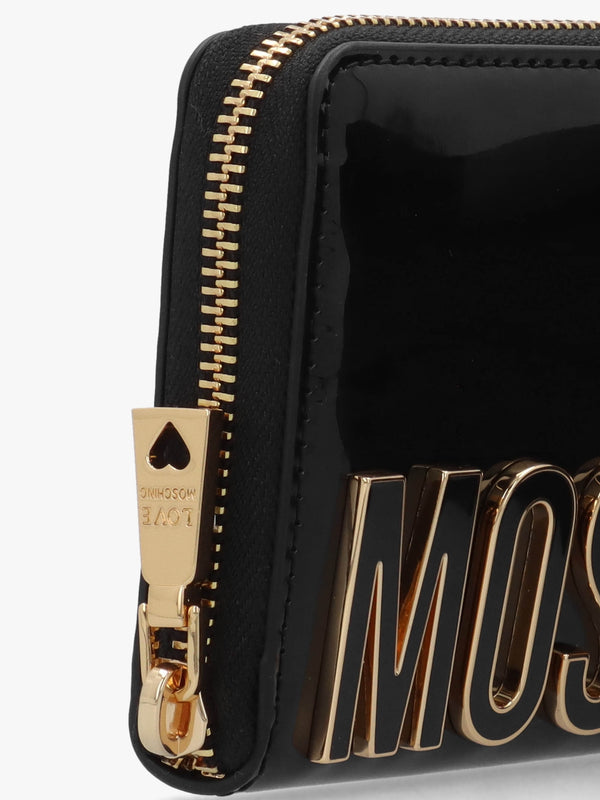 Enameled Logo Nero Zip Around Purse