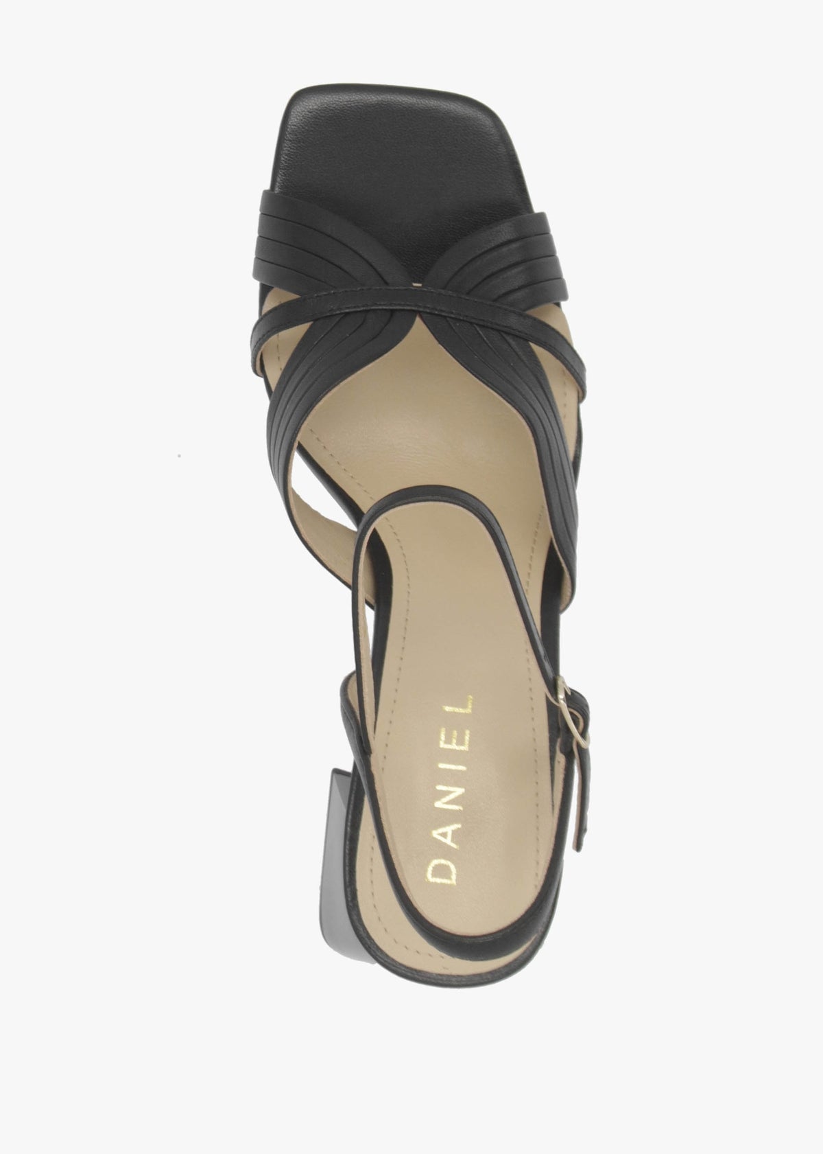 Savery Black Leather Mid-Block Heel Sandals
