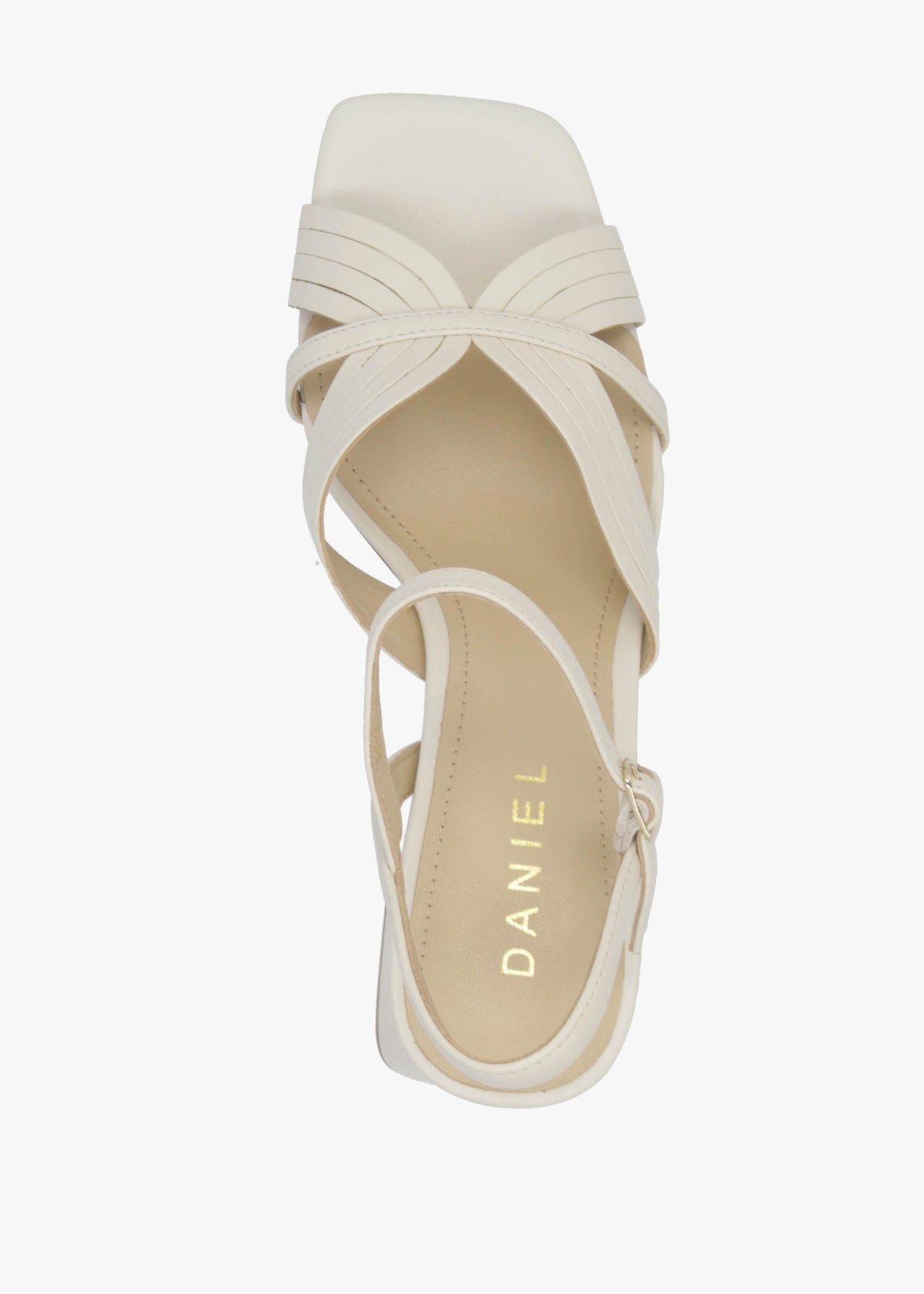 Savery Cream Leather Mid-Block Heel Sandals