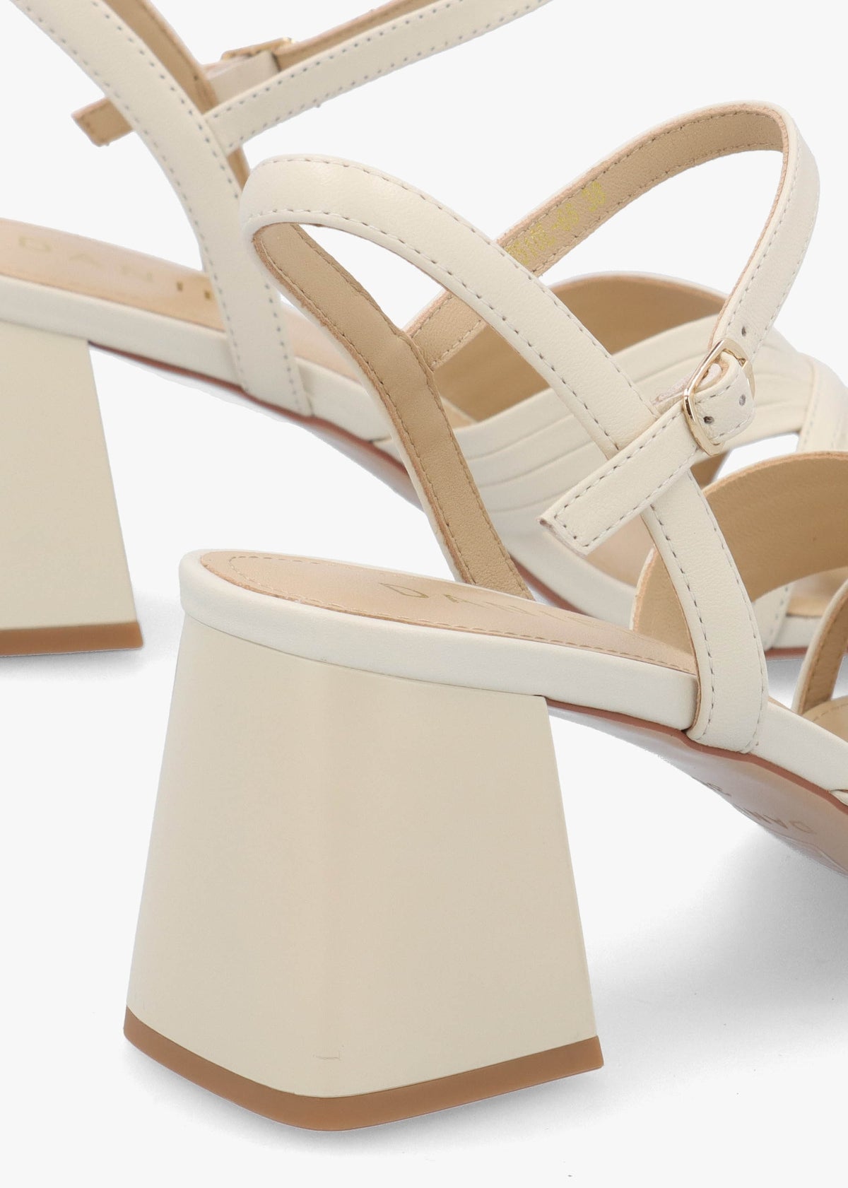 Savery Cream Leather Mid-Block Heel Sandals