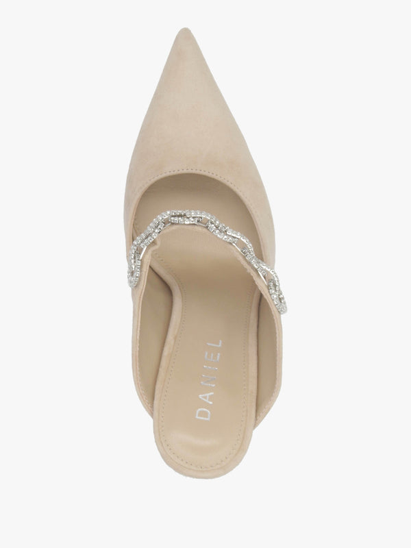 Studio Mary Nude Suede Embellished Heeled Mule Court Shoes