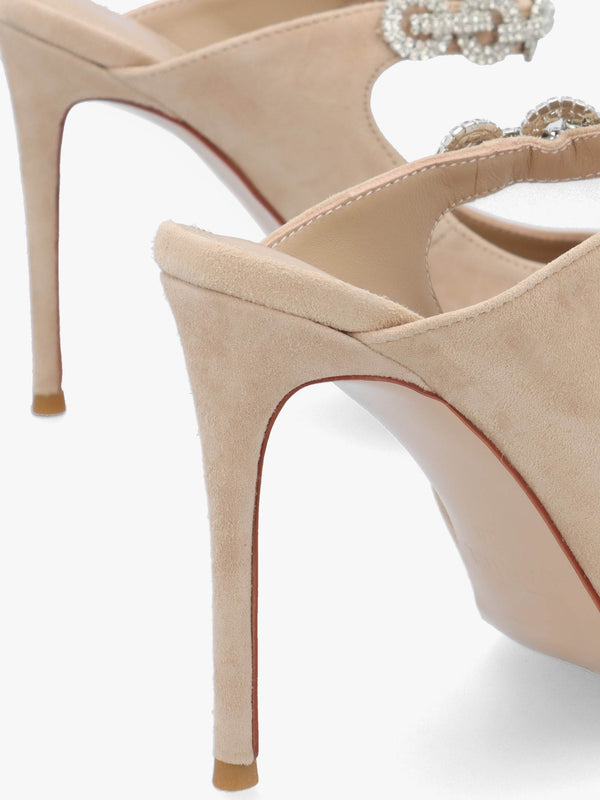 Studio Mary Nude Suede Embellished Heeled Mule Court Shoes
