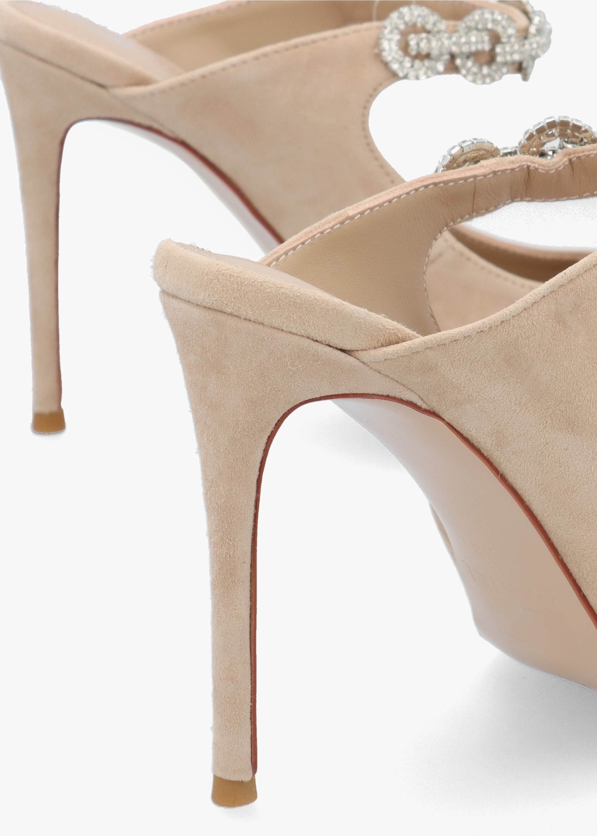 Studio Mary Nude Suede Embellished Heeled Mule Court Shoes