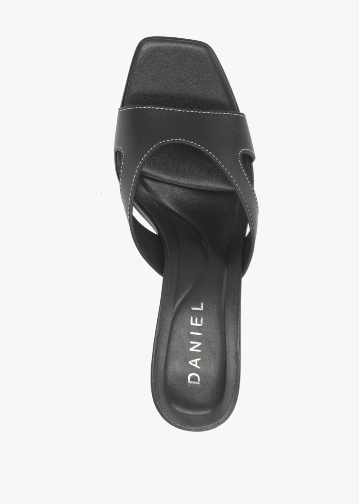 Sule Black Leather Mid Heel Mules