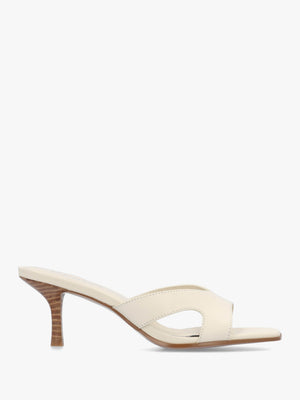 Sule Cream Leather Mid Heel Mules
